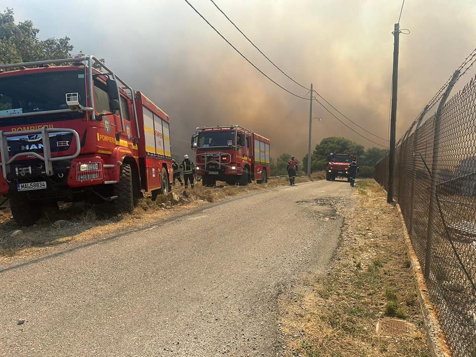 Pompieri suceveni acționează în Grecia pentru stingerea unui incendiu de pădure în apropierea localității Varnava